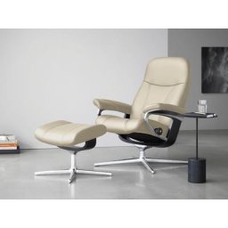 Stressless® Relaxsessel Consul (Set, Relaxsessel mit Hocker), mit Hocker, mit Cross Base, Größe S, M & L, Holzakzent Schwarz