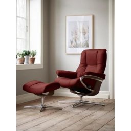 Stressless® Relaxsessel Mayfair (Set, Relaxsessel mit Hocker), mit Hocker, mit Cross Base, Größe S, M & L, Holzakzent Braun