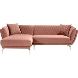 Leonique Ecksofa, mit Steppung und extra hohen Füßen, inklusive dekorativen Wendekissen
