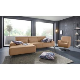 sit&more Ecksofa, Fußhöhe 12 cm, inklusive Sitztiefenverstellung und Kopfteilverstellung