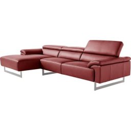 Egoitaliano Ecksofa Malika, mit Recamiere, inkl. Kopfteilverstellung und chromfarbenen Metallfüßen