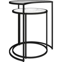 Dorel Home Beistelltisch Moon (2-St), Tischplatte aus Glas, pflegeleichte Oberfläche, Höhe 55,5 cm