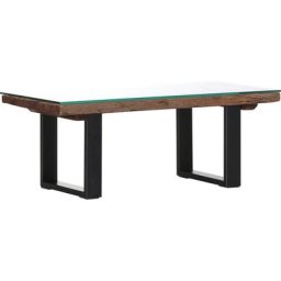 Gutmann Factory Couchtisch Magic, aus recyceltem Altholz mit Glasplatte, Beistelltisch in Vintage Optik