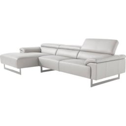 Egoitaliano Ecksofa Malika, mit Recamiere, inkl. Kopfteilverstellung und chromfarbenen Metallfüßen