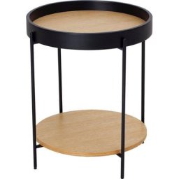 COUCH Couchtisch Doppeldecker, Metallgestell, mit Ablageflächen aus edlem Holz, Breite 47,6 cm