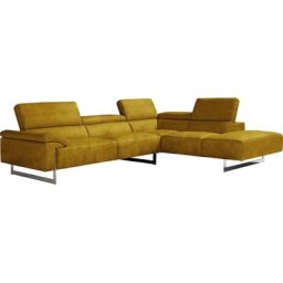 Egoitaliano Ecksofa Malika, mit Ottomane, inkl. Kopfteilverstellung und chromfarbenen Metallfüßen