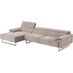 Egoitaliano Ecksofa Malika, mit Recamiere, inkl. Kopfteilverstellung und chromfarbenen Metallfüßen