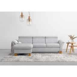 Home affaire Ecksofa, wahlweise mit Bett mit klappbaren Rollen, Kasten und Kopfverstellung