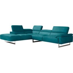 Egoitaliano Ecksofa Malika, mit Ottomane, inkl. Kopfteilverstellung und chromfarbenen Metallfüßen