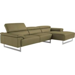 Egoitaliano Ecksofa Malika, mit Recamiere, inkl. Kopfteilverstellung und chromfarbenen Metallfüßen