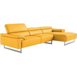 Egoitaliano Ecksofa Malika, mit Recamiere, inkl. Kopfteilverstellung und chromfarbenen Metallfüßen