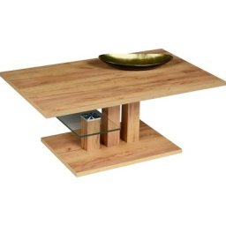 PRO Line Couchtisch Bergamo, aus Holz, mit Bodenplatte, Ablageboden aus Glas, rechteckige Form