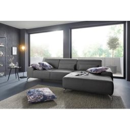 sit&more Ecksofa, Fußhöhe 12 cm, inklusive Sitztiefenverstellung und Kopfteilverstellung