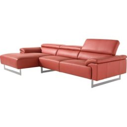 Egoitaliano Ecksofa Malika, mit Recamiere, inkl. Kopfteilverstellung und chromfarbenen Metallfüßen