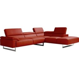 Egoitaliano Ecksofa Malika, mit Ottomane, inkl. Kopfteilverstellung und chromfarbenen Metallfüßen