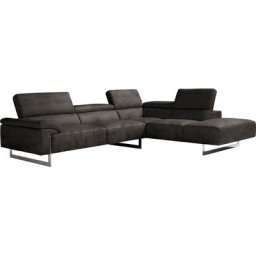 Egoitaliano Ecksofa Malika, mit Ottomane, inkl. Kopfteilverstellung und chromfarbenen Metallfüßen