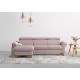 Home affaire Ecksofa, wahlweise mit Bett mit klappbaren Rollen, Kasten und Kopfverstellung