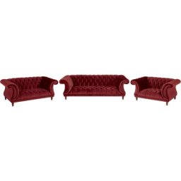 Max Winzer® Sitzgruppe Isabelle, (3-tlg), Knopfheftung & gedrechselten Füßen in Buche, Polstergarnitur 3-tlg.