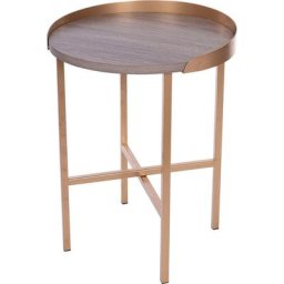 Home affaire Couchtisch, Beistelltisch Rund, natur belassender Tischplatte, 4 Bein Gestell