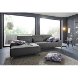 sit&more Ecksofa, Fußhöhe 12 cm, inklusive Sitztiefenverstellung und Kopfteilverstellung