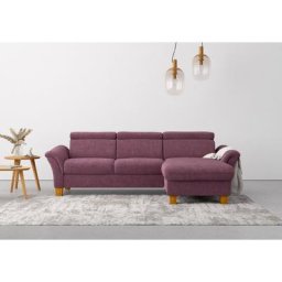 Home affaire Ecksofa, wahlweise mit Bett mit klappbaren Rollen, Kasten und Kopfverstellung