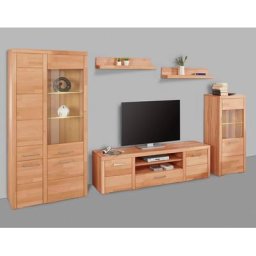 Woltra Wohnwand Falco, (Set, 4-St., 5), Fronten aus Massivholz