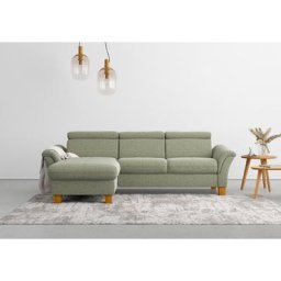 Home affaire Ecksofa, wahlweise mit Bett mit klappbaren Rollen, Kasten und Kopfverstellung