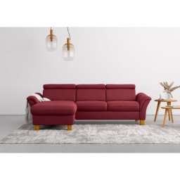 Home affaire Ecksofa, wahlweise mit Bett mit klappbaren Rollen, Kasten und Kopfverstellung