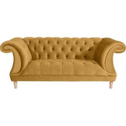 Max Winzer® Chesterfield-Sofa Isabelle, mit Knopfheftung & gedrechselten Füßen in Buche natur, Breite 200 cm