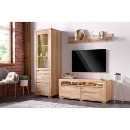 Woltra Wohnwand Denis, (Set, 3-St), teilmassives Holz