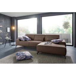 sit&more Ecksofa, Fußhöhe 12 cm, inklusive Sitztiefenverstellung und Kopfteilverstellung