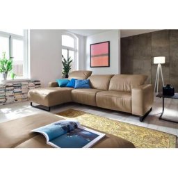 Home affaire Ecksofa Juist, mit Kopfteilverstellung und schwarzen Metallkufen
