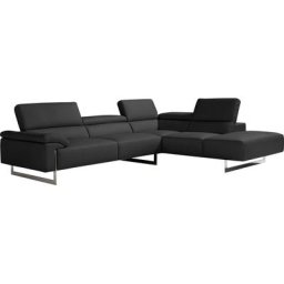 Egoitaliano Ecksofa Malika, mit Ottomane, inkl. Kopfteilverstellung und chromfarbenen Metallfüßen