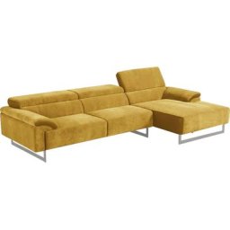 Egoitaliano Ecksofa Malika, mit Recamiere, inkl. Kopfteilverstellung und chromfarbenen Metallfüßen