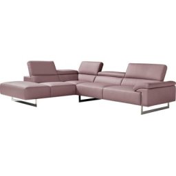 Egoitaliano Ecksofa Malika, mit Ottomane, inkl. Kopfteilverstellung und chromfarbenen Metallfüßen