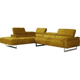 Egoitaliano Ecksofa Malika, mit Ottomane, inkl. Kopfteilverstellung und chromfarbenen Metallfüßen
