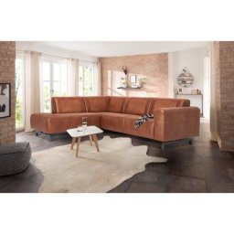 Home affaire Ecksofa Avila, in Lederoptik und Metall Füßen