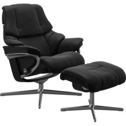 Stressless® Fußhocker Reno, mit Cross Base, Größe S, M & L, Holzakzent Schwarz