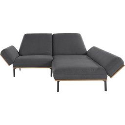 INOSIGN Ecksofa Linny, Arm- und Rückenfunktion und Holzkranz in Wildeiche, kleine Ausführung