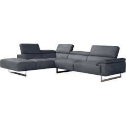Egoitaliano Ecksofa Malika, mit Ottomane, inkl. Kopfteilverstellung und chromfarbenen Metallfüßen