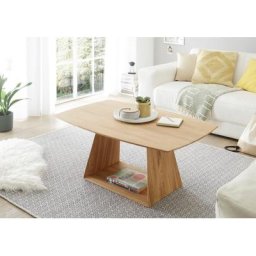 MCA furniture Couchtisch Jacobstad, Wohnzimmertisch Massivholz in Bootsform, Tisch Rollbar