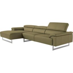 Egoitaliano Ecksofa Malika, mit Recamiere, inkl. Kopfteilverstellung und chromfarbenen Metallfüßen