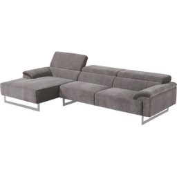 Egoitaliano Ecksofa Malika, mit Recamiere, inkl. Kopfteilverstellung und chromfarbenen Metallfüßen