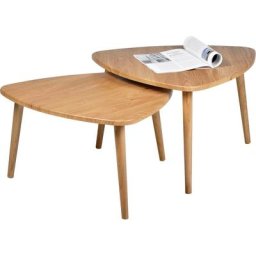 PRO Line Satztisch (Set), Massivholz Buche, Platte Holz, Couchtische in unterschiedlichen Höhen