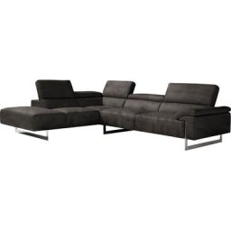 Egoitaliano Ecksofa Malika, mit Ottomane, inkl. Kopfteilverstellung und chromfarbenen Metallfüßen