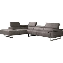 Egoitaliano Ecksofa Malika, mit Ottomane, inkl. Kopfteilverstellung und chromfarbenen Metallfüßen