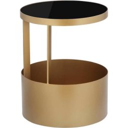 COUCH Couchtisch Zweiteiler, Gestell aus goldfarbenen Metall, mit Glastischplatte, Breite 40 cm