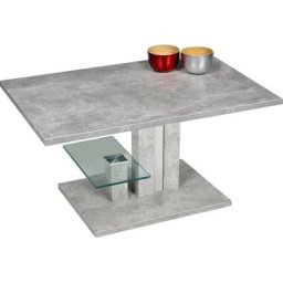 PRO Line Couchtisch Bergamo, höhenverstellbar, Ablageboden aus Glas, Platte und Gestell aus Holz