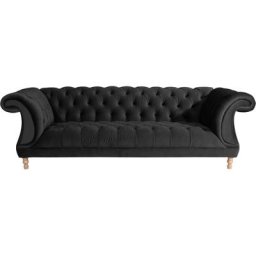 Max Winzer® Chesterfield-Sofa Isabelle, mit Knopfheftung & gedrechselten Füßen in Buche natur, Breite 260 cm