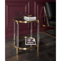 Leonique Beistelltisch Ceadda, mit Metallbeinen und einer Glastischplatte, in 2 Farben, Breite 61 cm